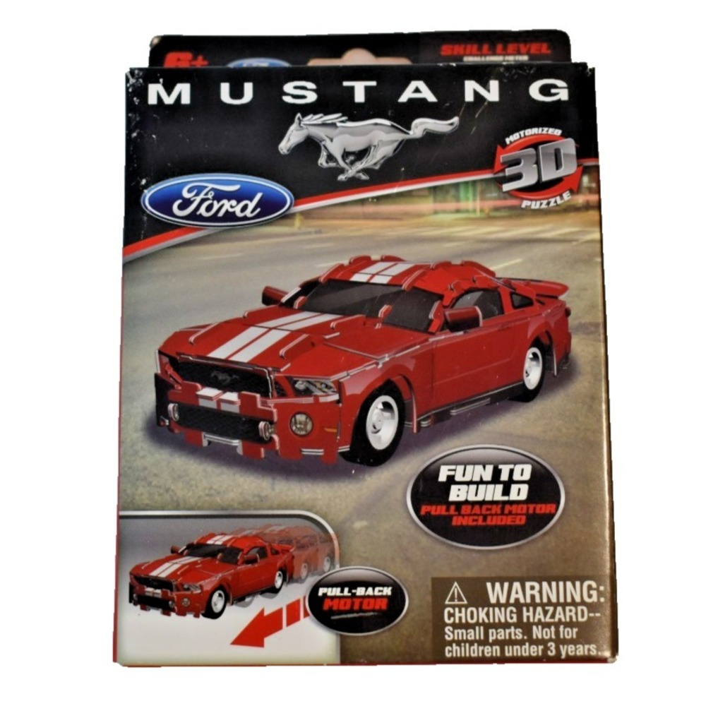Skullduggery Ford Mustang GT 3D Puzzle Red Pull-Back Motor 2015 Car Kit NEW